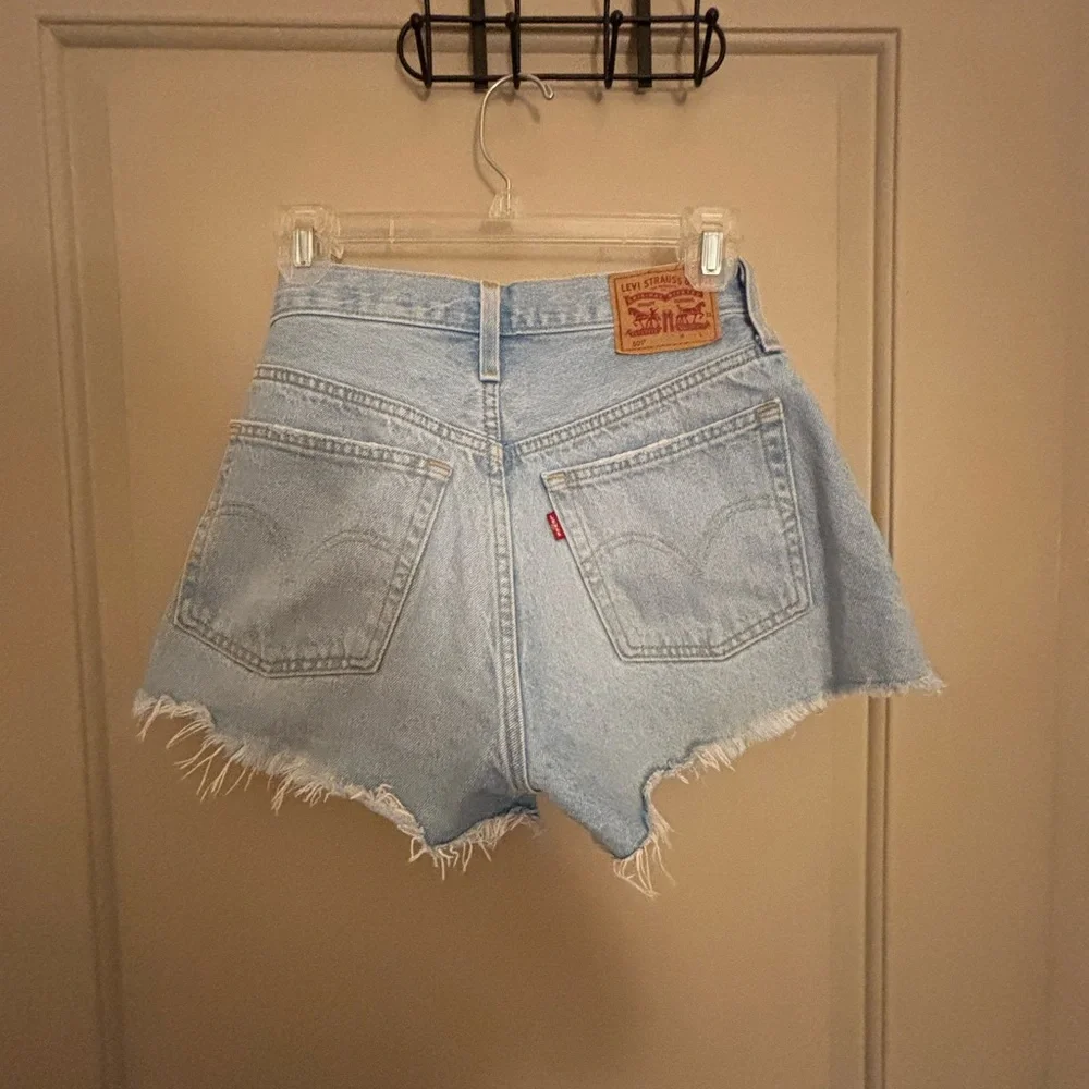 Levi's Light Blue Distressed Jean Shorts - Picture 2 of 4